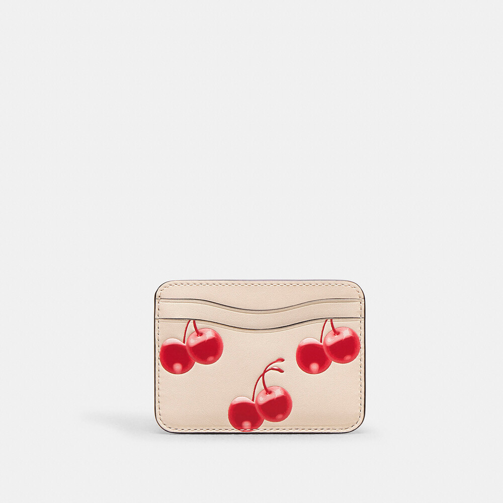 Coachtopia Wavy Card Case In Regenerative Leather With Cherry Print